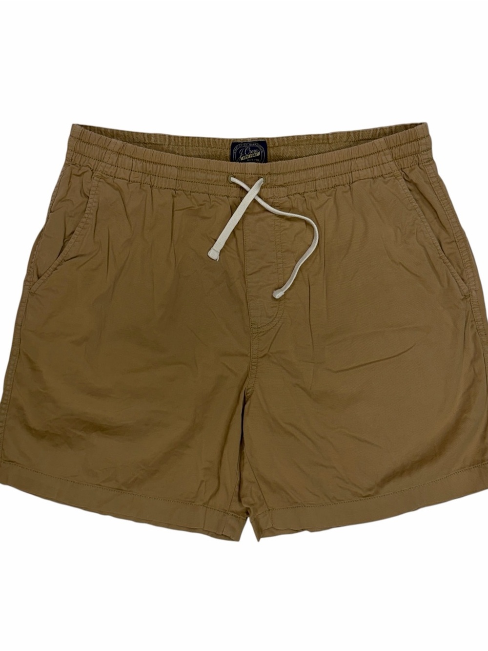 J Crew Dock Shorts Mens Medium Khaki 6" Pull On Elastic Waist Drawstring Chino